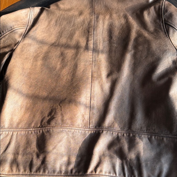 Lucky Brand Men's Tan Leather racer jacket - Picture 6 of 7